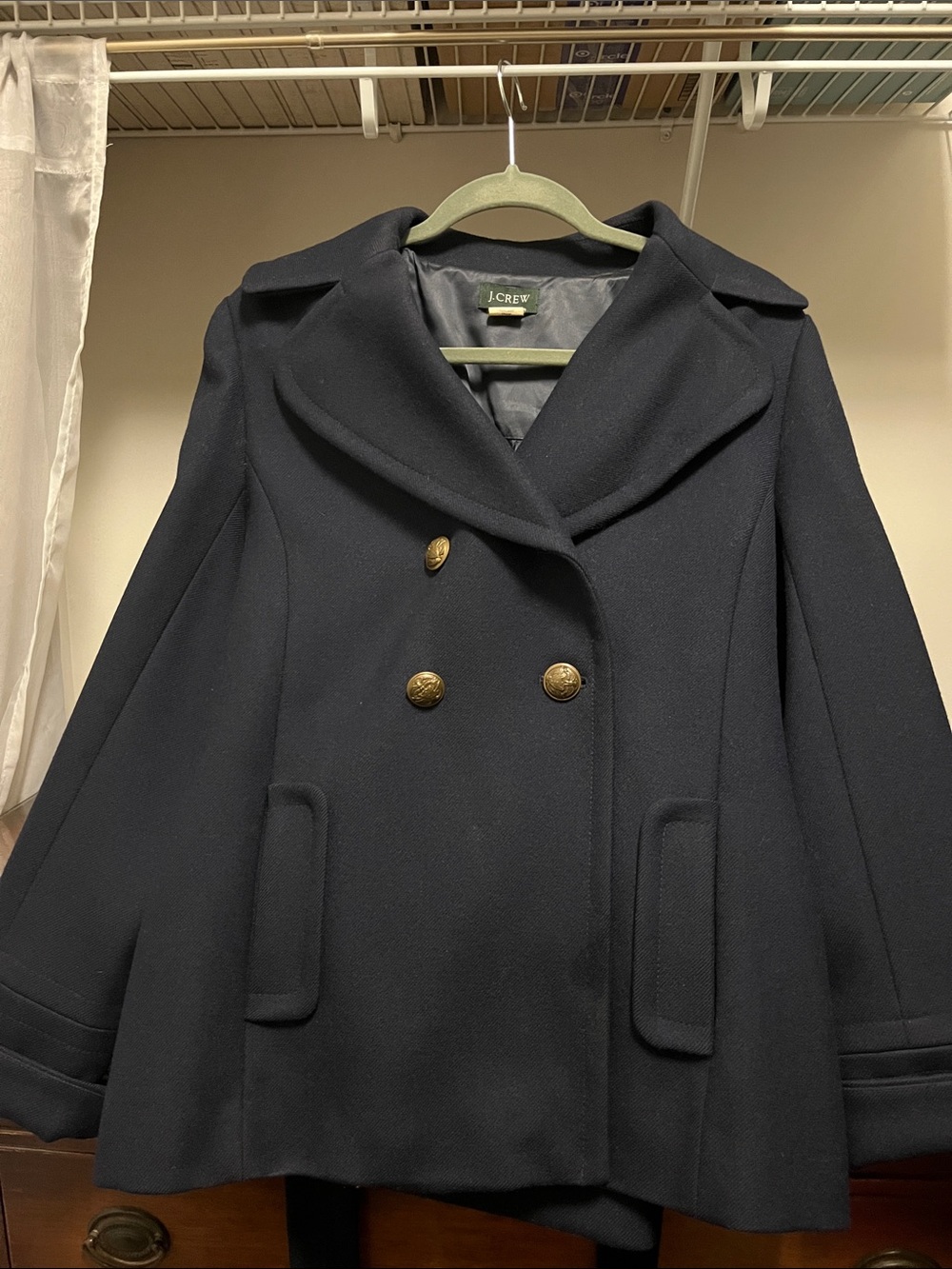 J Crew Women's Size 6 Navy Wool Pea Coat - Picture 3 of 16